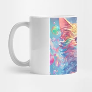 Cat soap bubbles and rainbows Mug